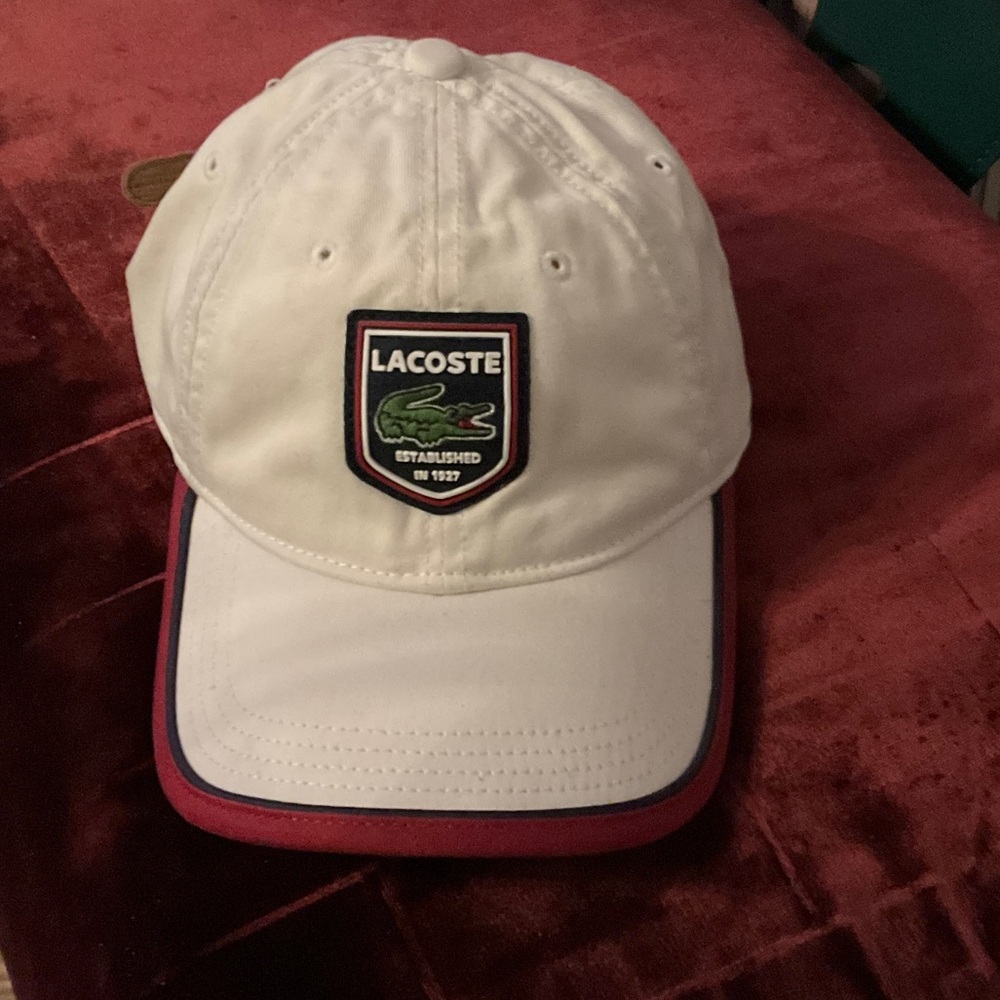 Lacoste White Cap with Red Trim
